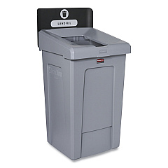 Rubbermaid Commercial Slim Jim Recycling Station 1-Stream, Landfill Recycling Station, 33 gal, Resin, Gray (2171554)