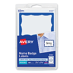 Avery Printable Adhesive Name Badges, 3.38 x 2.33, Blue Border, 100/Pack (5144)