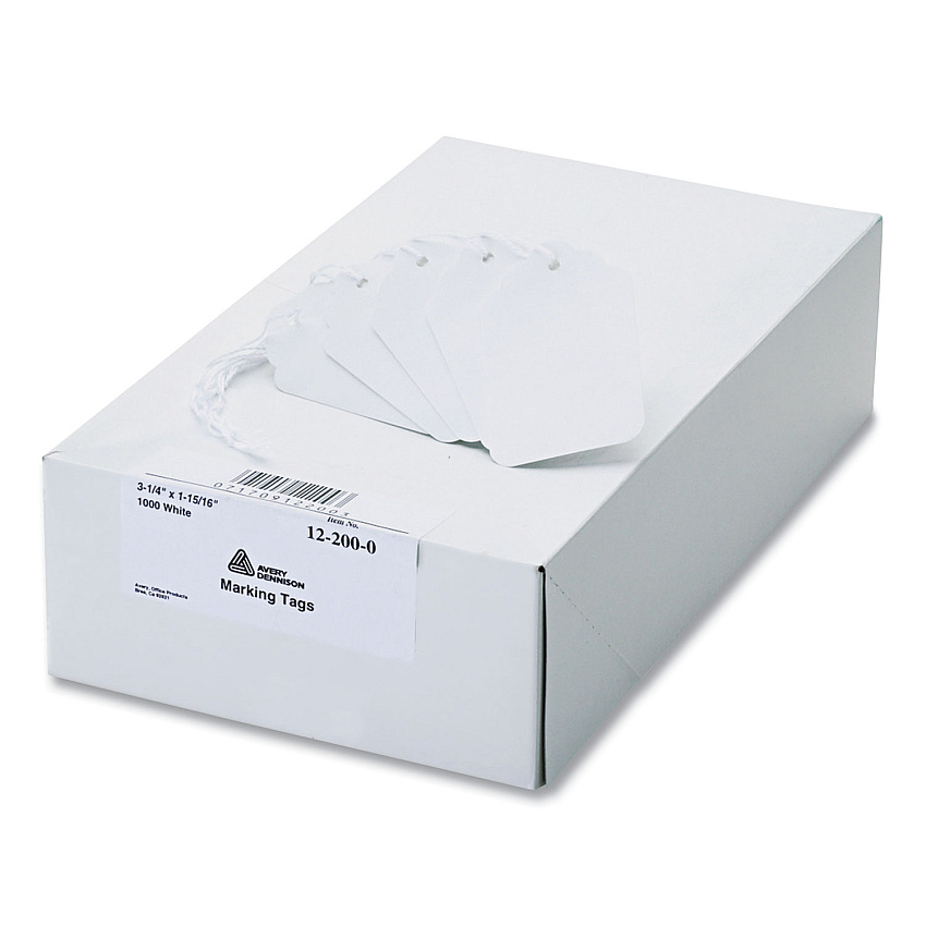Avery Medium-Weight White Marking Tags, 3 1/4 x 1 15/16, 1,000/Box (12200)
