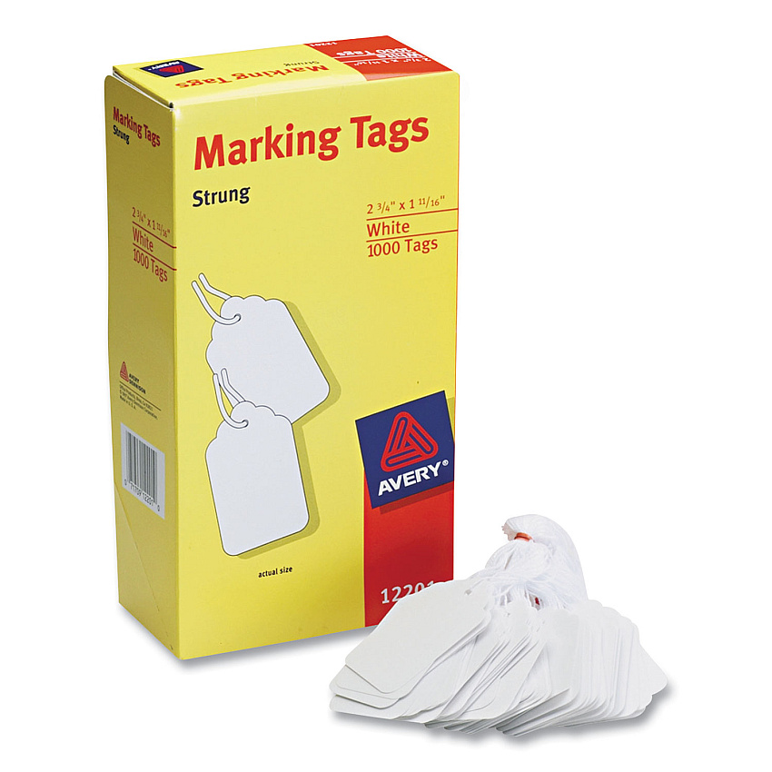 Avery Medium-Weight White Marking Tags, 2 3/4 x 1 11/16, 1,000/Box (12201)