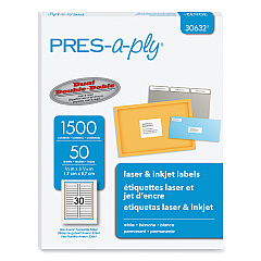 PRES-a-ply Labels, 0.66 x 3.44, White, 30/Sheet, 50 Sheets/Box (30632)