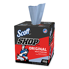 Scott Shop Towels, POP-UP Box, 1-Ply, 10 x 12, Blue, 200/Box, 8 Boxes/Carton (75190)