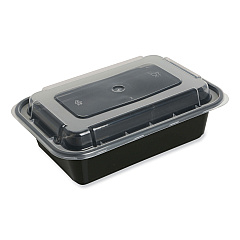 GEN Microwavable Food Container with Lid, Rectangular, 16 oz, 7.48 x 5.03 x 2.04, Black/Clear, Plastic, 150/Carton (GENTORECT16)