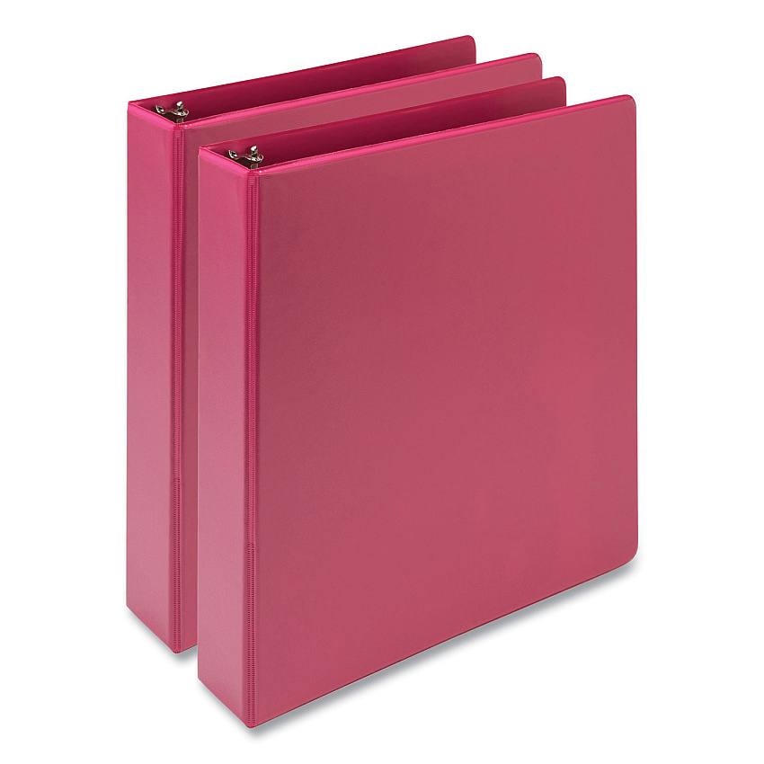 Samsill Earth's Choice Plant-Based Economy Round Ring View Binders, 3 Rings, 1.5" Capacity, 11 x 8.5, Pink, 2/Pack (MP286576)