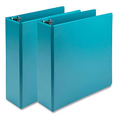 Samsill Earth's Choice Plant-Based Economy Round Ring View Binders, 3 Rings, 3" Capacity, 11 x 8.5, Teal, 2/Pack (U86877)