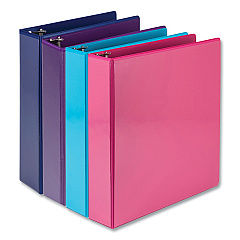 Samsill Durable D-Ring View Binders, 3 Rings, 2" Capacity, 11 x 8.5, Blueberry/Blue Coconut/Dragonfruit/Purple, 4/Pack (MP46469)