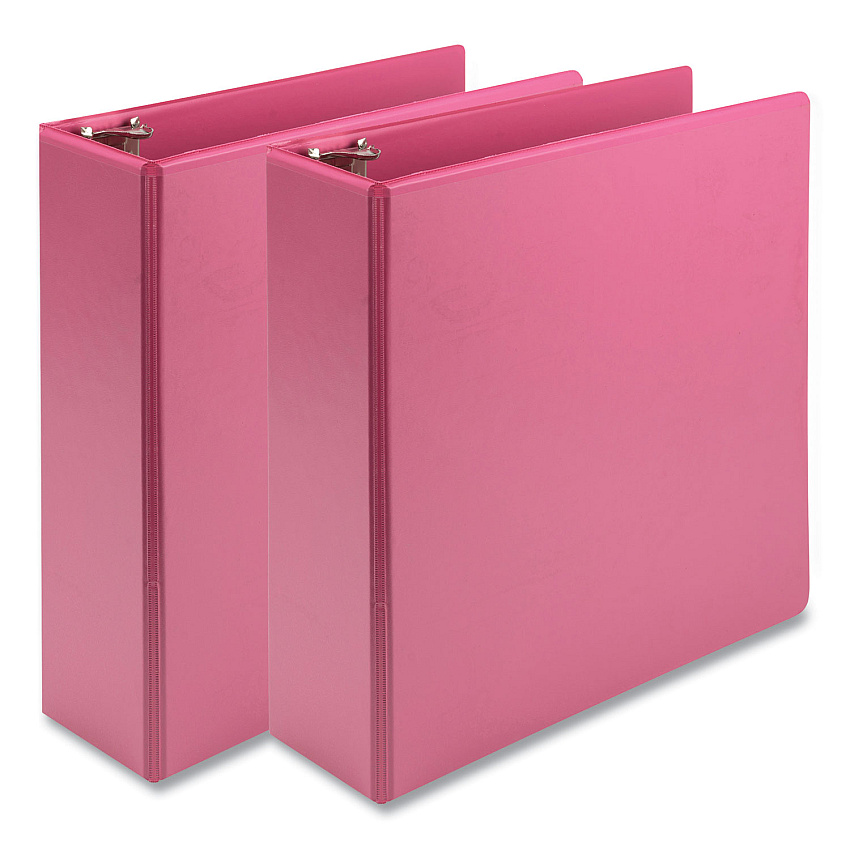 Samsill Earth's Choice Plant-Based Economy Round Ring View Binders, 3 Rings, 3" Capacity, 11 x 8.5, Pink, 2/Pack (U86876)