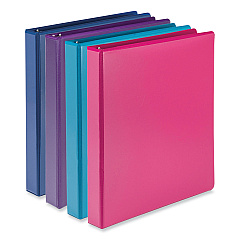 Samsill Durable D-Ring View Binders, 3 Rings, 1" Capacity, 11 x 8.5, Blueberry/Blue Coconut/Dragonfruit/Purple, 4/Pack (MP46439)