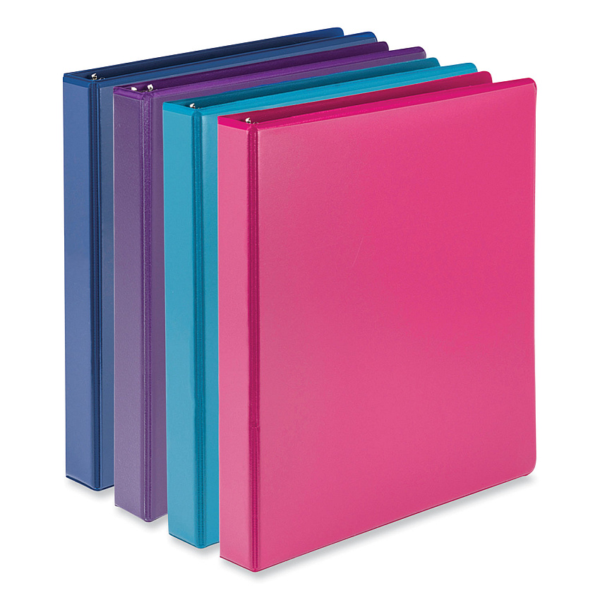 Samsill Durable D-Ring View Binders, 3 Rings, 1" Capacity, 11 x 8.5, Blueberry/Blue Coconut/Dragonfruit/Purple, 4/Pack (MP46439)