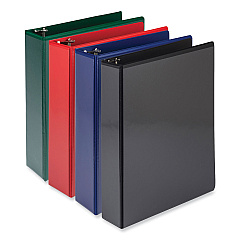 Samsill Durable D-Ring View Binders, 3 Rings, 2" Capacity, 11 x 8.5, Black/Blue/Green/Red, 4/Pack (MP46468)