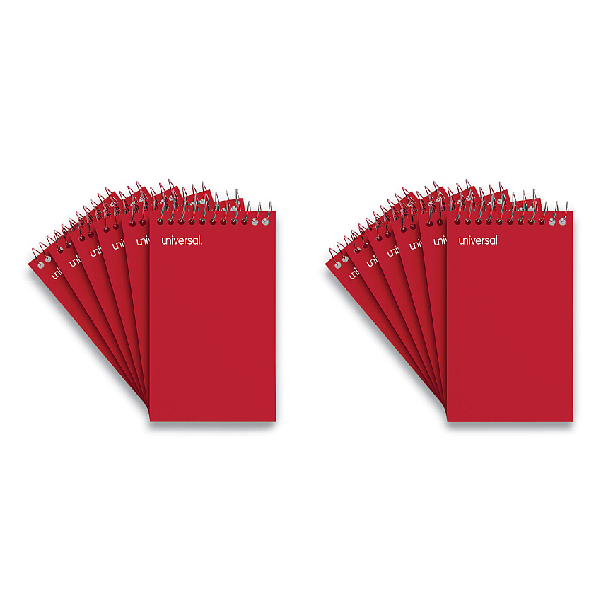 Universal Wirebound Memo Pad with Coil-Lock Wire Binding, Narrow Rule, Orange Cover, 50 White 3 x 5 Sheets, 12/Pack (UNV20435)
