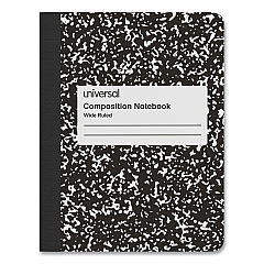Universal Composition Book, Wide/Legal Rule, Black Marble Cover, 9.75 x 7.5, 100 Sheets (UNV20930)