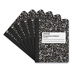 Universal Composition Book, Wide/Legal Rule, Black Marble Cover, 9.75 x 7.5, 100 Sheets, 6/Pack (UNV20936)