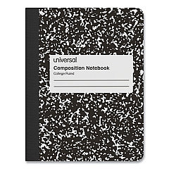 Universal Composition Book, Medium/College Rule, Black Marble Cover, 9.75 x 7.5, 100 Sheets (UNV20940)