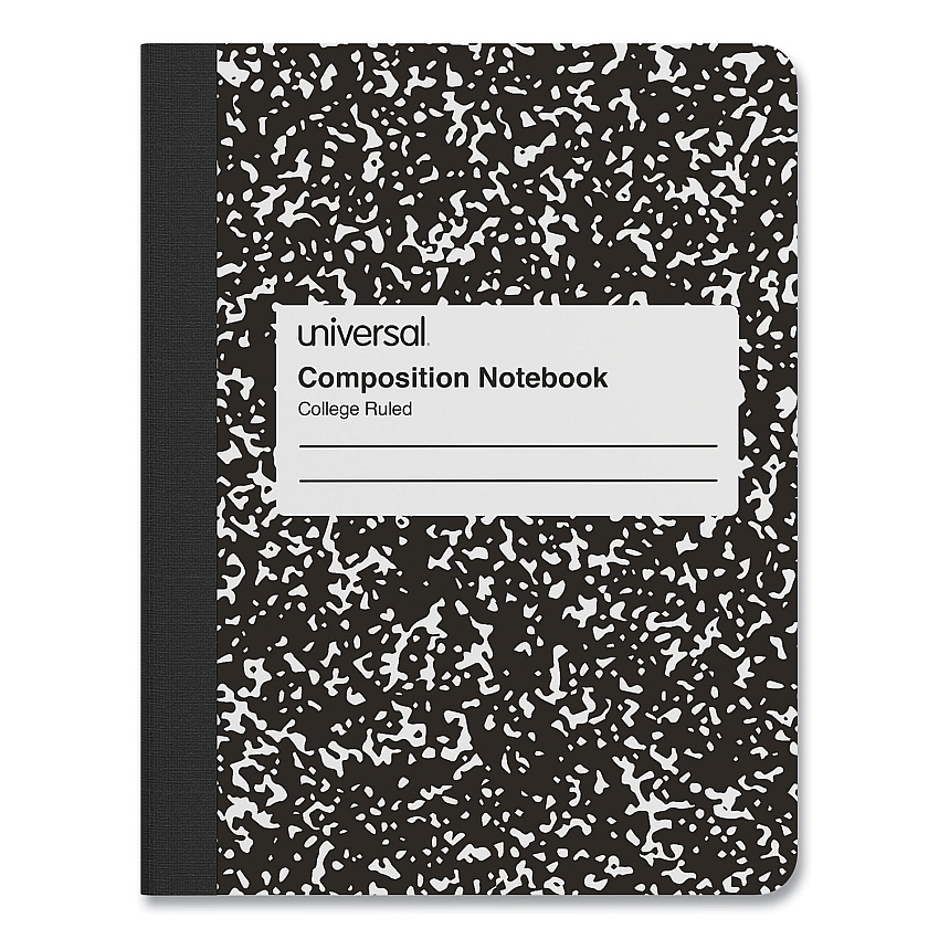 Universal Composition Book, Medium/College Rule, Black Marble Cover, 9.75 x 7.5, 100 Sheets (UNV20940)