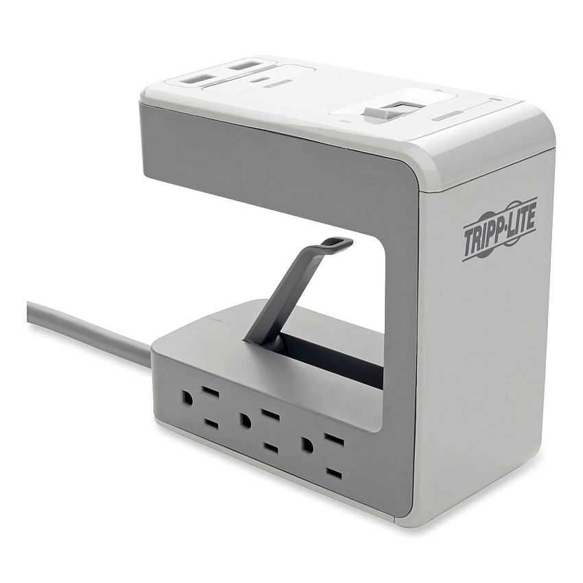 Tripp Lite Surge Protector, 6 AC Outlets/2 USB-A and 1 USB-C Ports, 8 ft Cord, 1,080 J, Gray (TLP648USBC)