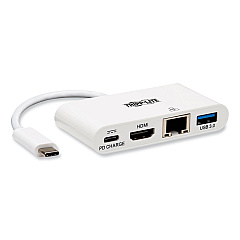 Tripp Lite 4K Dock with Charging and Ethernet, USB C/4K HDMI/USB A/PD Charging, White (U44406NH4GUC)