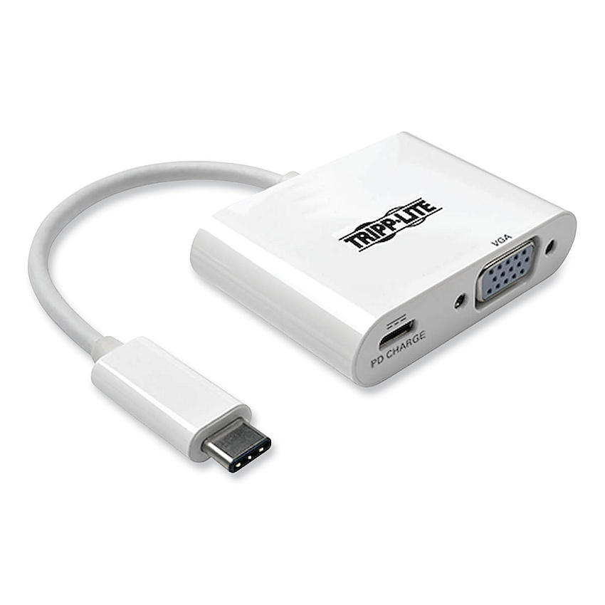 Tripp Lite USB 3.1 Gen 1 USB-C to VGA Adapter, USB-C PD Charging Port (U44406NVC)