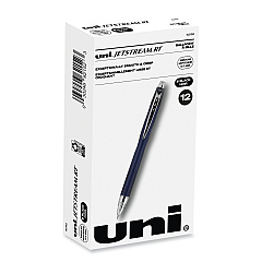 uni-ball Jetstream Retractable Ballpoint Pen, Fine 0.7 mm, Black Ink, Blue Barrel (62152)