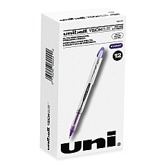 uni-ball VISION ELITE Roller Ball Pen, Stick, Bold 0.8 mm, Purple Ink, White/Purple Barrel (69025)