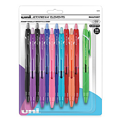 uni-ball Jetstream Elements Ballpoint Pen, Retractable, Medium 1 mm, Assorted Ink and Barrel Colors, 12/Pack (70171)