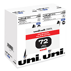 uni-ball ONYX Roller Ball Pen, Stick, Fine 0.7 mm, Blue Ink, Black Matte Barrel, 72/Pack (2013568)