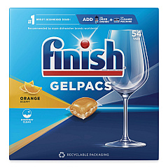 FINISH Dish Detergent Gelpacs, Orange Scent, 54/Box (81181)