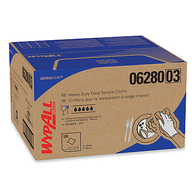WypAll X80 Foodservice Towel, Kimfresh Antimicrobial Hydroknit, 12.5 x 23.5, White/Blue Stripe, 150/Carton (06280)