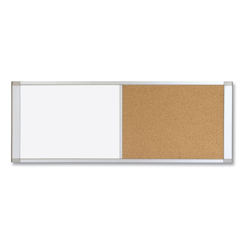 MasterVision Combo Cubicle Workstation Dry Erase/Cork Board, 36x18, Silver Frame (XA10003700)