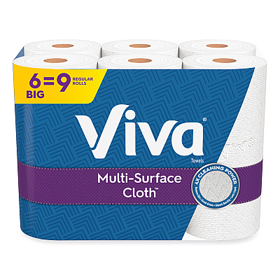 Viva Multi-Surface Cloth Choose-A-Sheet Kitchen Roll Paper Towels 2-Ply, 11 x 5.9, White, 83/Roll, 6 Rolls/Pack, 4 Packs/Carton (49413)