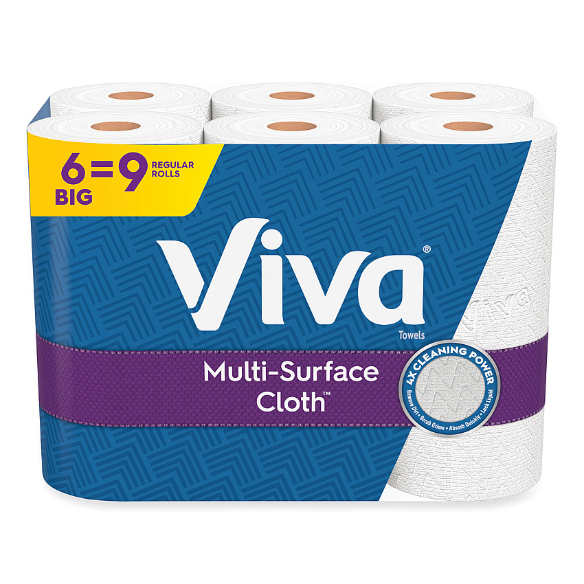 Viva Multi-Surface Cloth Choose-A-Sheet Kitchen Roll Paper Towels 2-Ply, 11 x 5.9, White, 83/Roll, 6 Rolls/Pack, 4 Packs/Carton (49413)