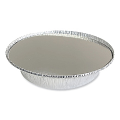 Boardwalk Round Aluminum To-Go Containers with Lid, 24 oz, 7" Diameter x 1.47"h, Silver 200/Carton (BWKROUND7COMBO)