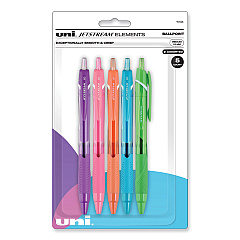 uniball Jetstream Elements Ballpoint Pen, Retractable, Medium 1 mm, Assorted Ink and Barrel Colors, 5/Pack (70138)