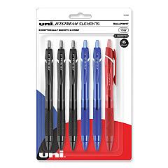 uni-ball Jetstream Elements Ballpoint Pen, Retractable, Medium 1 mm, Assorted Ink and Barrel Colors, 6/Pack (70149)