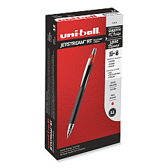 uni-ball Jetstream Retractable Ballpoint Pen, Bold 1 mm, Red Ink, Black Barrel (73834)