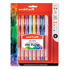 uni-ball Gel Pen, Stick, Micro 0.38 mm, Assorted Ink Colors, Clear Barrel, 8/Pack (2004052)
