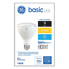 GE Basic LED Dimmable Indoor Flood Light Bulbs, BR30, 8 W, Soft White (48198)