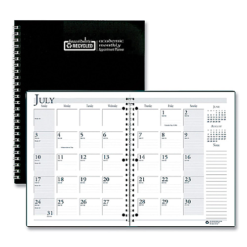 House of Doolittle Spiralbound Academic Monthly Planner, 11 x 8.5, Black Cover, 14-Month (July to Aug): 2022 to 2023 (26302)