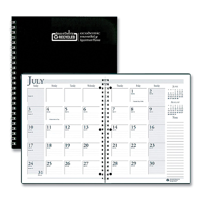 House of Doolittle Spiralbound Academic Monthly Planner, 11 x 8.5, Black Cover, 14-Month (July to Aug): 2022 to 2023 (26302)
