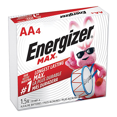 Energizer MAX AA Alkaline Batteries 1.5 V, 4/Pack (E91PK)