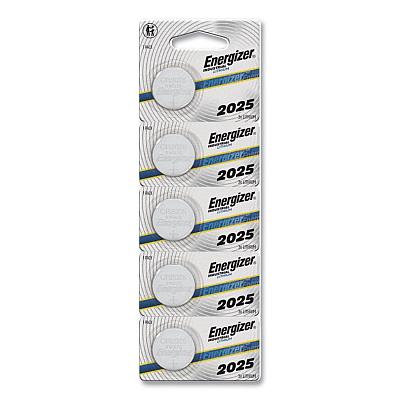 Energizer Industrial Lithium CR2025 Coin Battery with Tear-Strip Packaging, 3 V, 100/Box (ECRN2025)