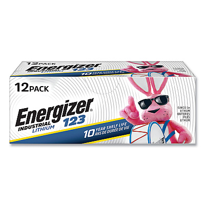 Energizer Industrial Lithium CR123 Photo Battery, 3 V, 12/Pack (ELN12312)