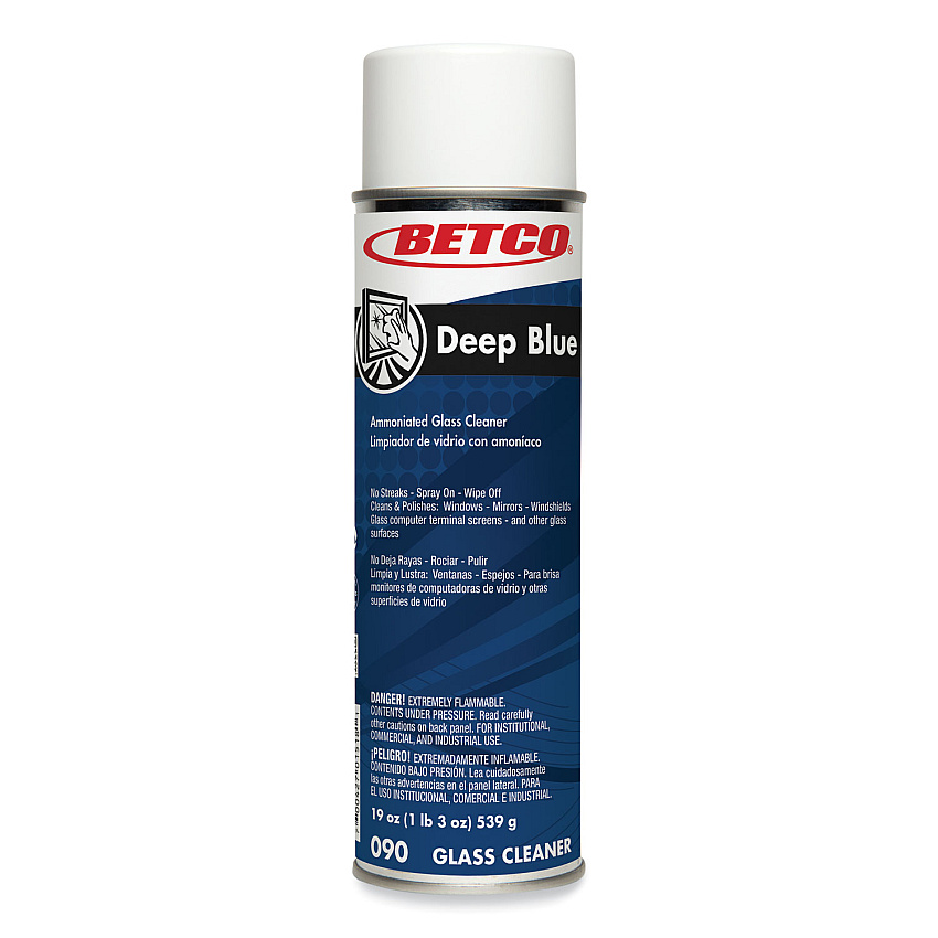 Betco Deep Blue Glass and Surface Cleaner, Characteristic Scent, 19 oz Aerosol Can, 12/Carton (902300)