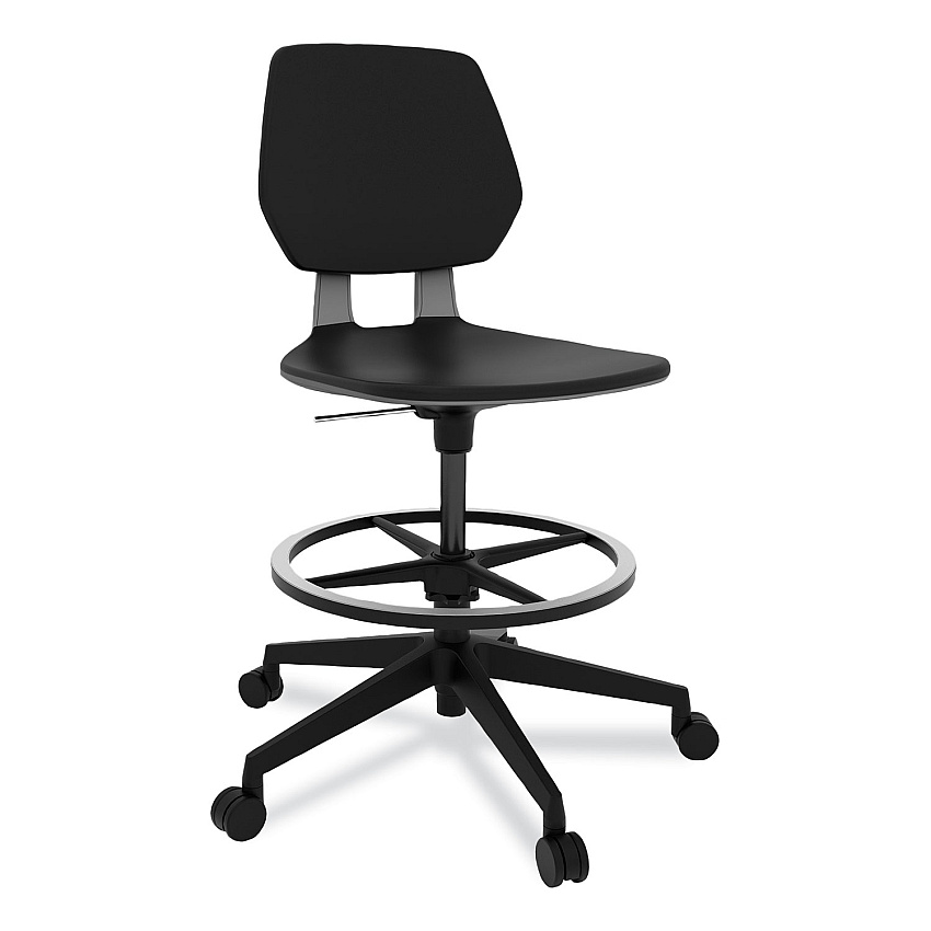 Safco Commute Extended Height Task Chair, Supports Up to 275 lb, 22.25" to 32.25" Seat Height, Black Seat, Black Back, Black Base (7827BL)