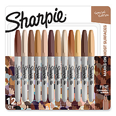 Sharpie Fine Tip Permanent Marker, Portrait Colors, Fine Bullet Tip, Assorted, 12/Pack (2154107)