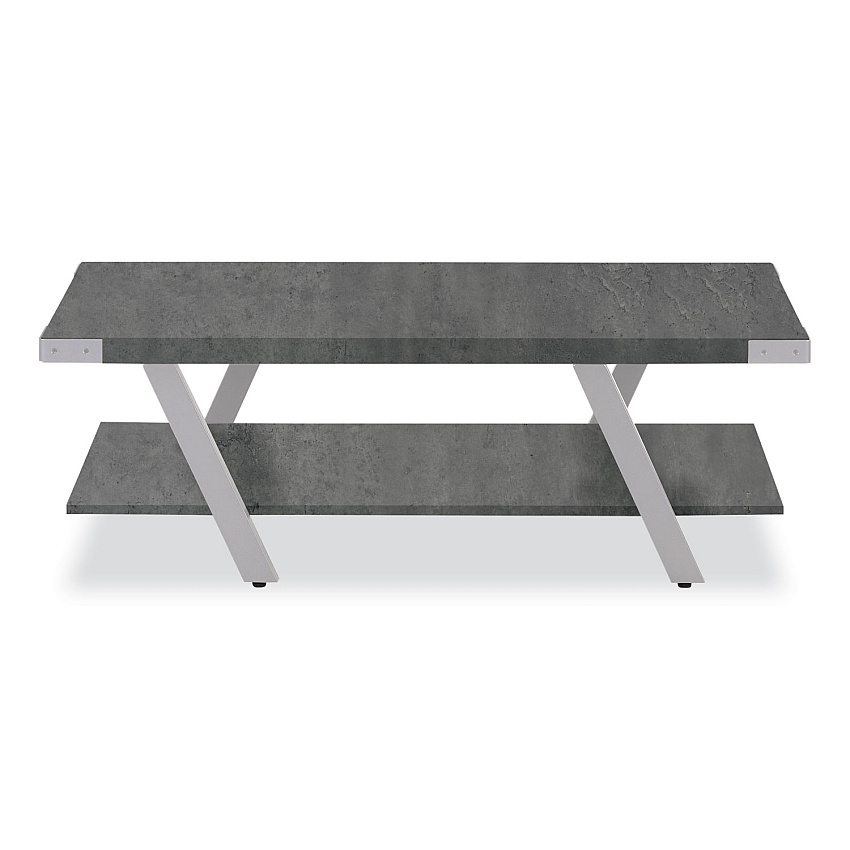 Safco Coffee Table, Rectangular. 48 x 23.75 x 16, Stone Gray Top, Silver Base (MRCFTSGY)