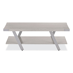 Safco Coffee Table, Rectangular, 51 x 23.78 x 16, White Ash Top, Silver Base (MRCFTWAH)