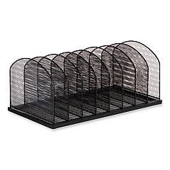 Safco Onyx Mesh Desk Organizer, Eight Upright Sections, Letter to Legal Size Files, 19.25 x 10.87 x 8.5, Black (3212BLKD)