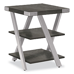 Safco End Table, Square, 20 x 20 x 25, Stone Gray Top, Silver Base (MRETSGY)