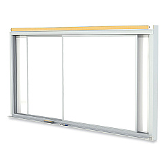 Ghent Horizontal Sliding Porcelain Magnetic Whiteboard, 120 x 48, White Surface, Satin Aluminum Frame (HSM2410)